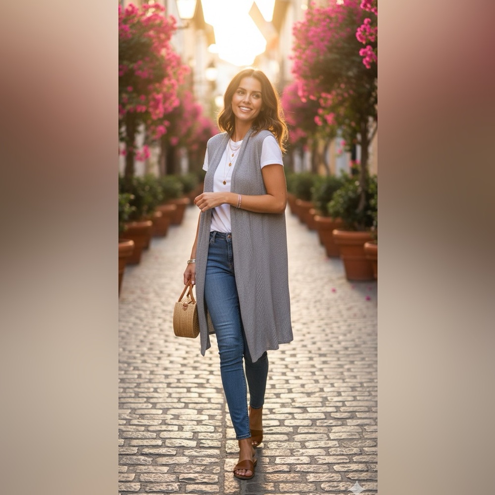 Talbots Gray Sleeveless Cardigan